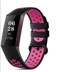 Pink black Fitbit compatible sports band